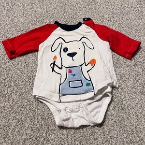 GAP Red and White Bodysuit with Dog Design
